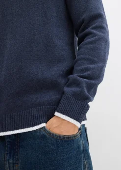 bonprix Pull col polo en coton recyclé majoritaire|Homme Pulls & Gilets