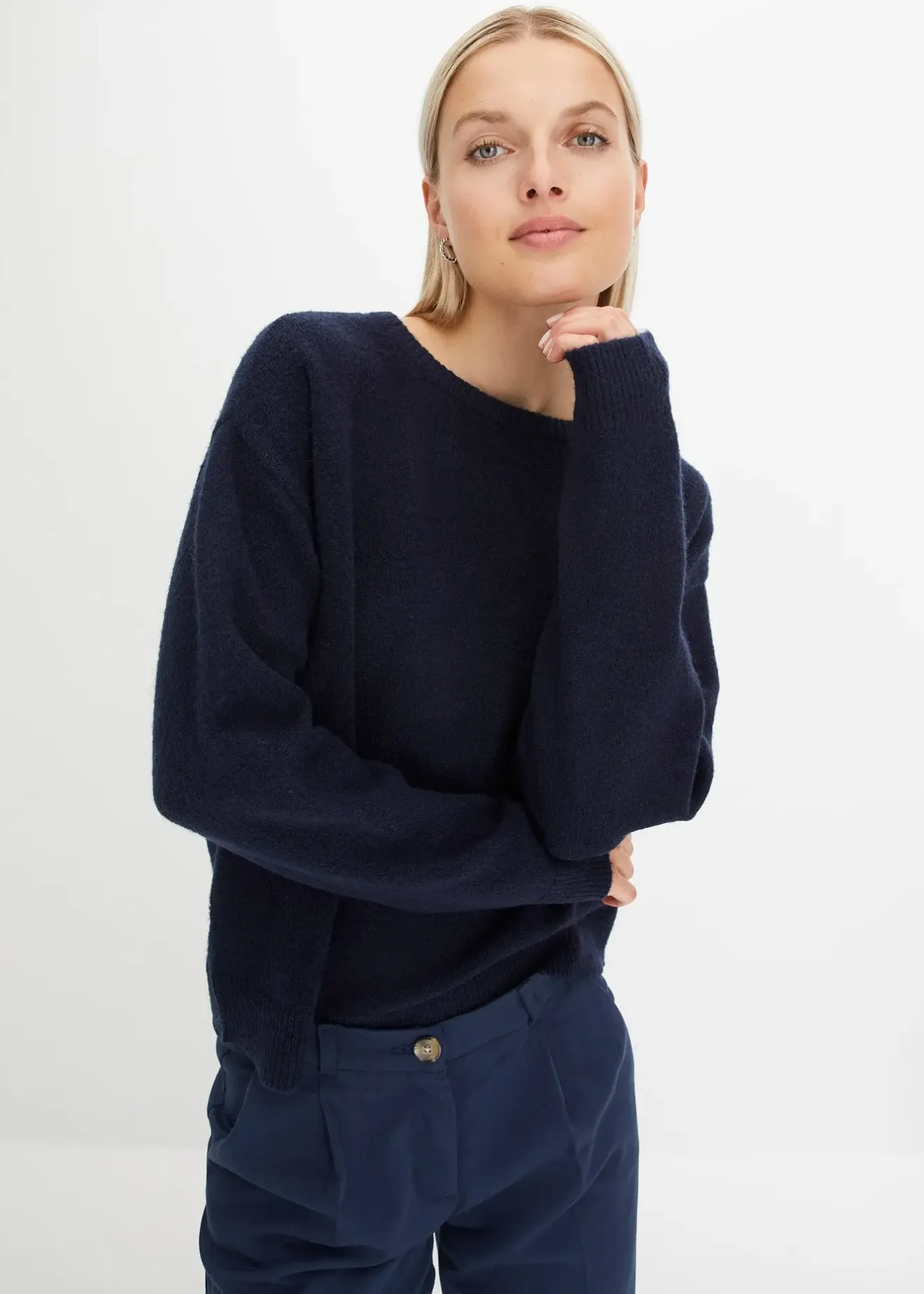 bonprix Pull col rond à épaules descendues|Femme Maille|Pulls & Gilets