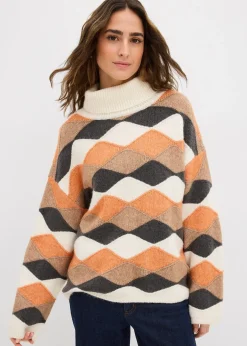 bonprix Pull col roulé à motif graphique|Femme Maille|Pulls & Gilets