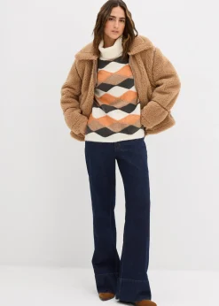 bonprix Pull col roulé à motif graphique|Femme Maille|Pulls & Gilets