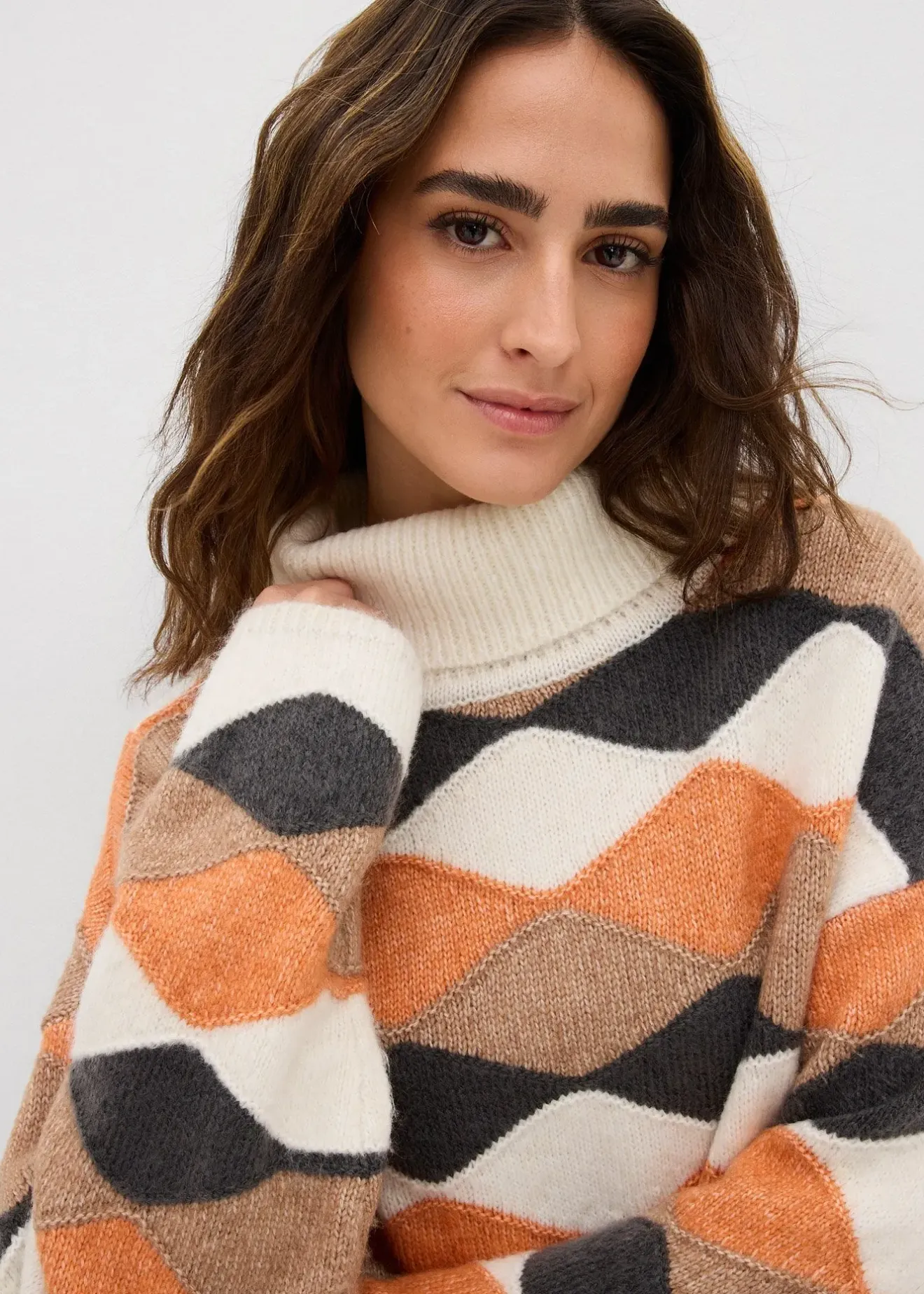 bonprix Pull col roulé à motif graphique|Femme Maille|Pulls & Gilets