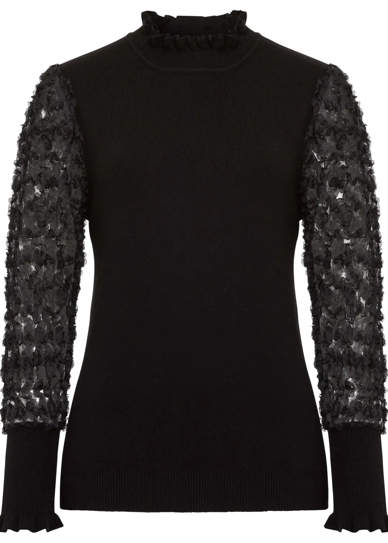 bonprix Pull col roulé avec manches en mousseline|Femme Maille|Pulls & Gilets