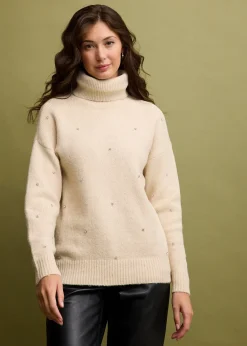 Femme bonprix Maille|Pulls & Gilets|Pull col roulé avec strass