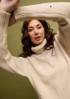 Femme bonprix Maille|Pulls & Gilets|Pull col roulé avec strass