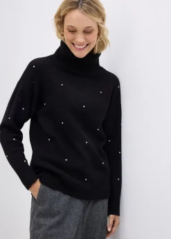 bonprix Pull col roulé avec strass|Femme Maille|Pulls & Gilets