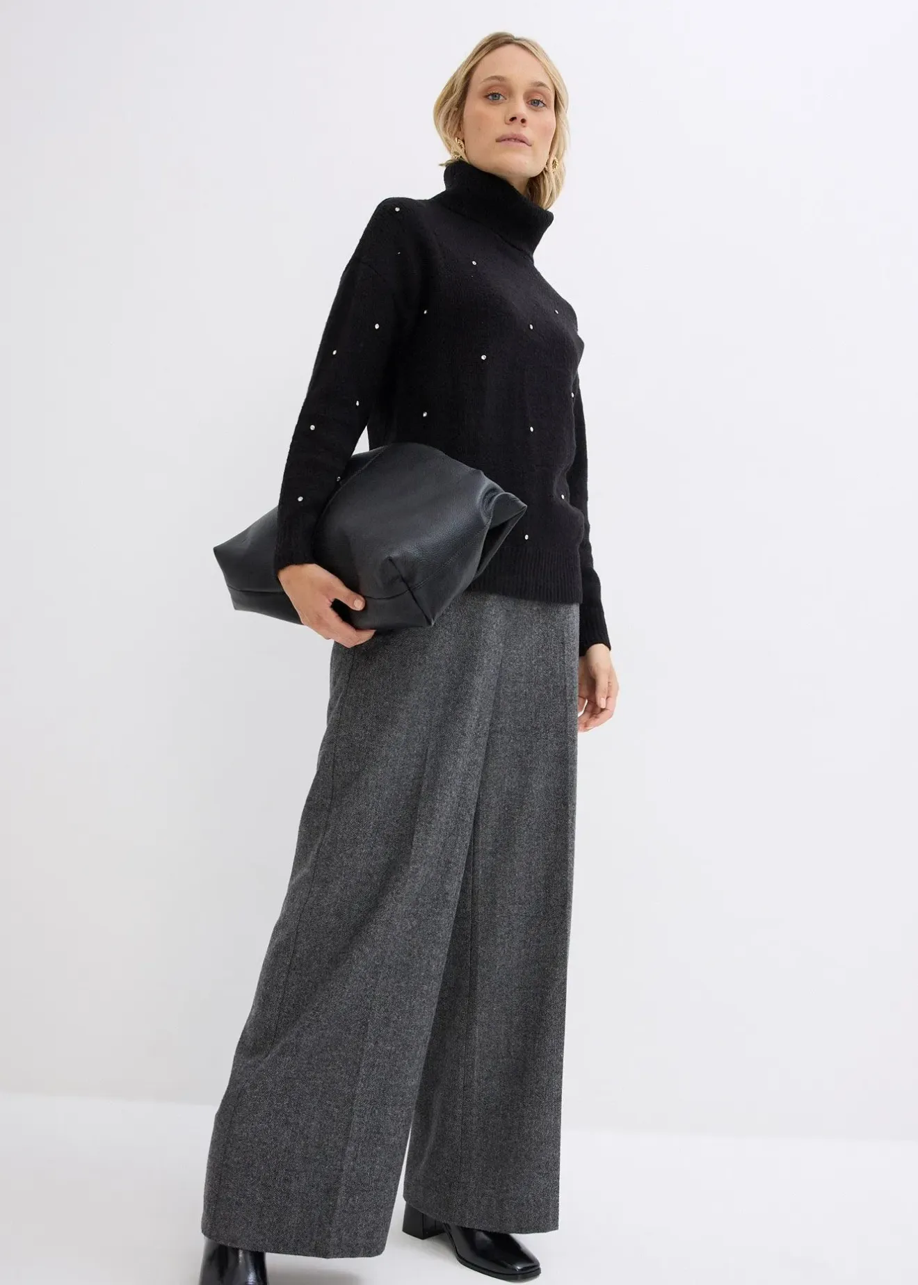 bonprix Pull col roulé avec strass|Femme Maille|Pulls & Gilets