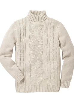 Homme bonprix Pulls & Gilets|Pull col roulé en maille torsadée