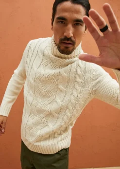 Homme bonprix Pulls & Gilets|Pull col roulé en maille torsadée