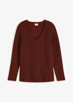 bonprix Pull côtelé 100% coton|Femme Maille|Pulls & Gilets