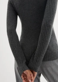 bonprix Pull côtelé en laine mérinos|Femme Maille|Premium