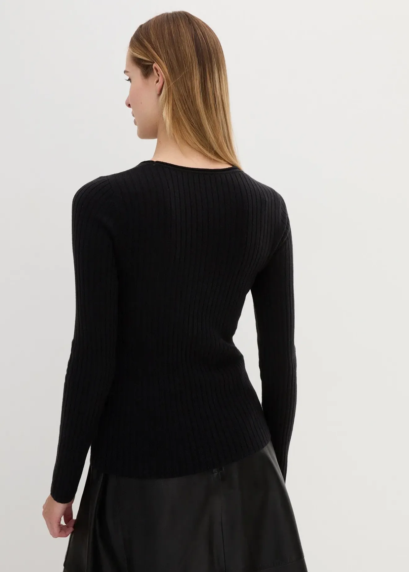 Femme bonprix Maille|Premium|Pull côtelé en laine mérinos