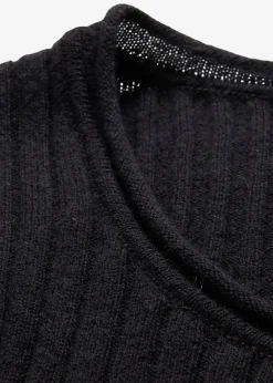 Femme bonprix Maille|Premium|Pull côtelé en laine mérinos