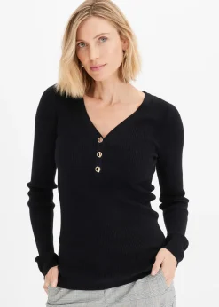 bonprix Pull côtelé en viscose mélangée|Femme Maille|Pulls & Gilets