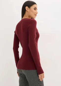 bonprix Pull côtelé en viscose mélangée|Femme Maille|Pulls & Gilets