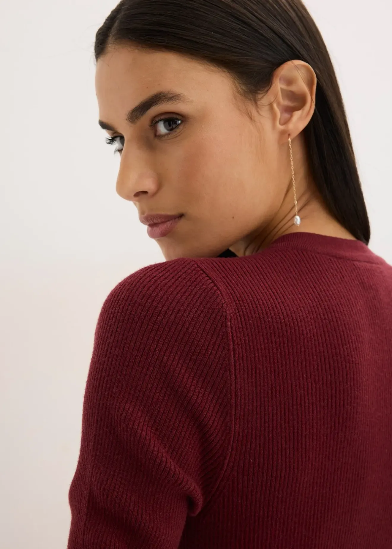 bonprix Pull côtelé en viscose mélangée|Femme Maille|Pulls & Gilets