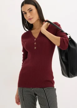 bonprix Pull côtelé en viscose mélangée|Femme Maille|Pulls & Gilets