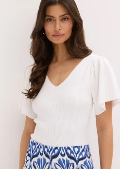 bonprix Pull côtelé en viscose mélangée|Femme Maille|Pulls & Gilets