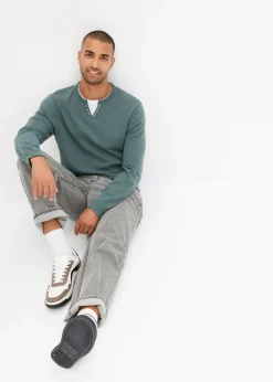 bonprix Pull doux aspect 2en1 en fine maille de coton majoritaire|Homme Pulls & Gilets