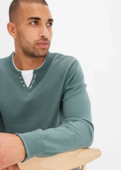 bonprix Pull doux aspect 2en1 en fine maille de coton majoritaire|Homme Pulls & Gilets