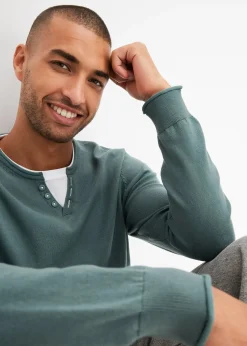 bonprix Pull doux aspect 2en1 en fine maille de coton majoritaire|Homme Pulls & Gilets