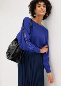 bonprix Pull en fine maille à sequins|Femme Maille|Pulls & Gilets