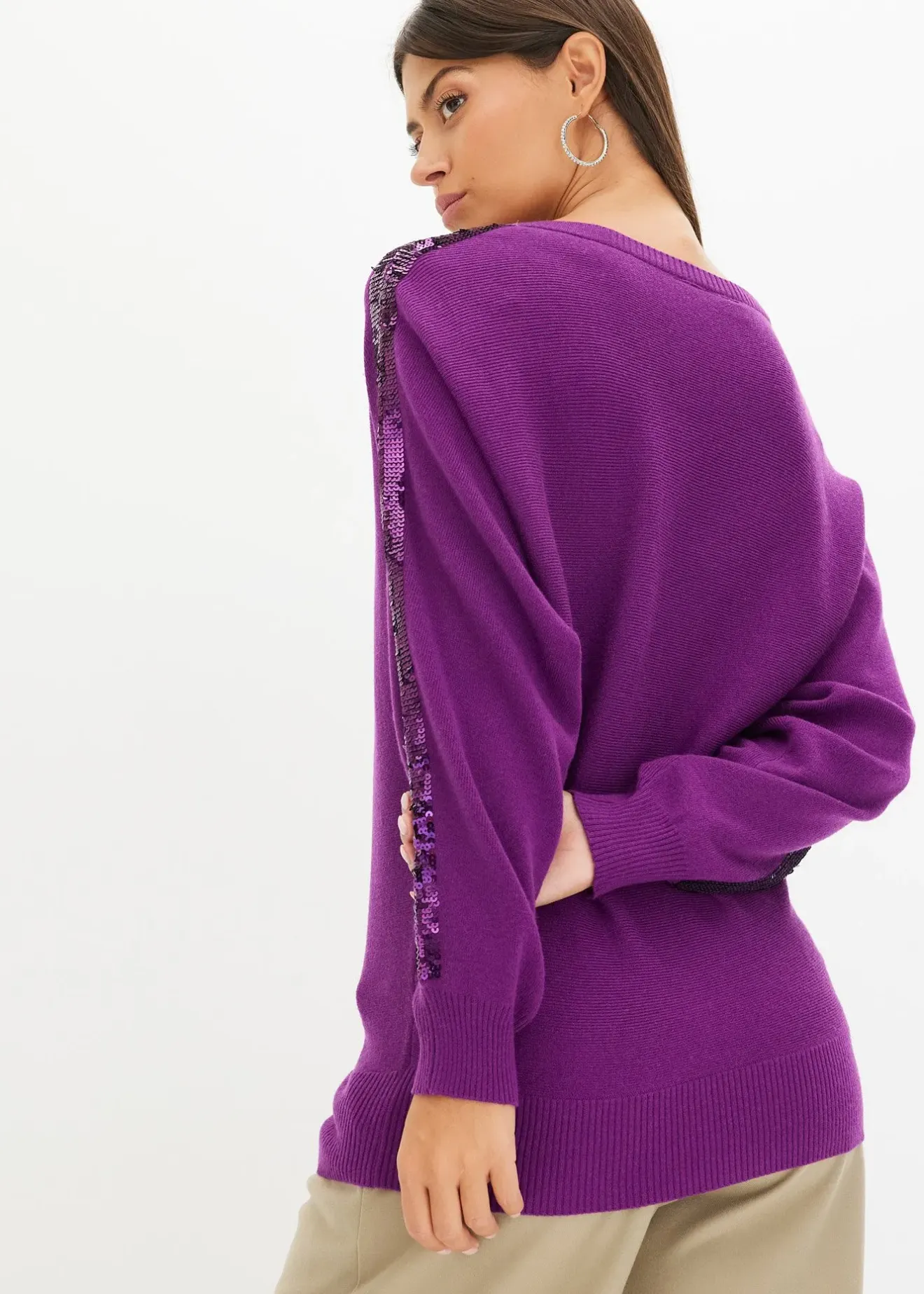 Femme bonprix Maille|Pulls & Gilets|Pull en fine maille à sequins