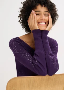 bonprix Pull en fine maille avec strass|Femme Maille|Pulls & Gilets