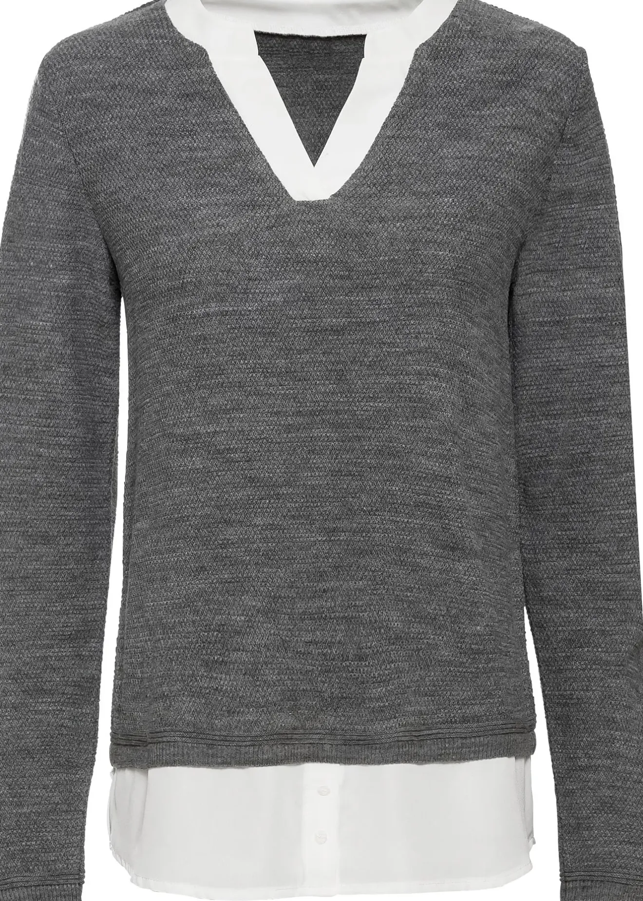 Femme bonprix Maille|Pulls & Gilets|Pull en fine maille avec empiècement chemisier