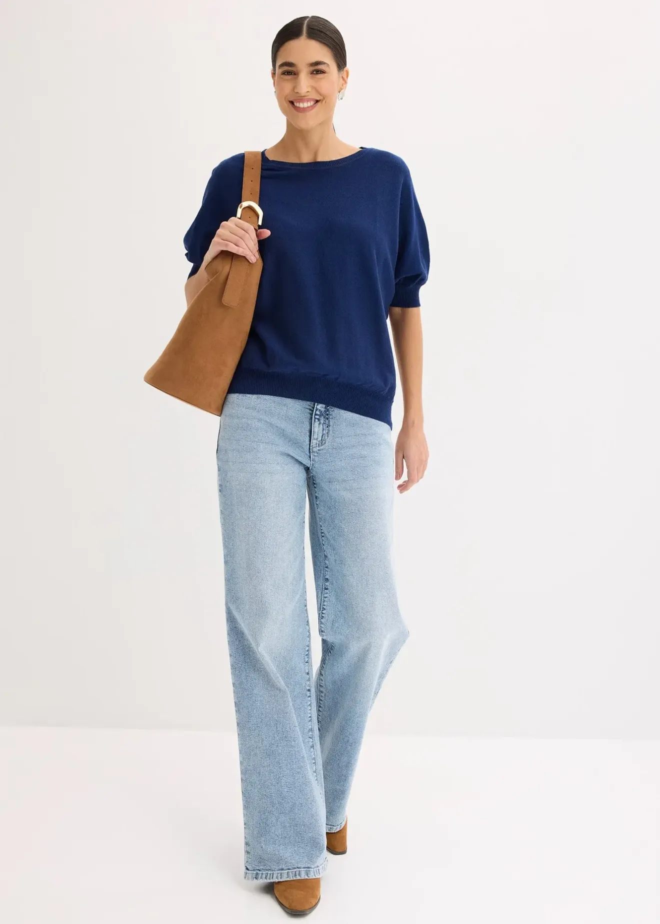 bonprix Pull en fine maille de coton mélangé|Femme Maille|Pulls & Gilets