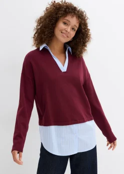 Femme bonprix Maille|Pulls & Gilets|Pull en fine maille empiècement chemisier