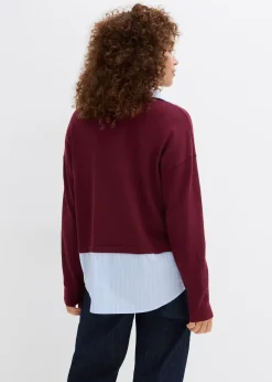 Femme bonprix Maille|Pulls & Gilets|Pull en fine maille empiècement chemisier