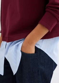 Femme bonprix Maille|Pulls & Gilets|Pull en fine maille empiècement chemisier