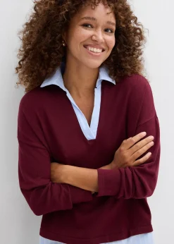 Femme bonprix Maille|Pulls & Gilets|Pull en fine maille empiècement chemisier