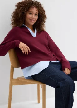 Femme bonprix Maille|Pulls & Gilets|Pull en fine maille empiècement chemisier