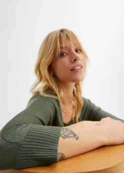 bonprix Pull en fine maille manches 3/4|Femme Maille|Pulls & Gilets