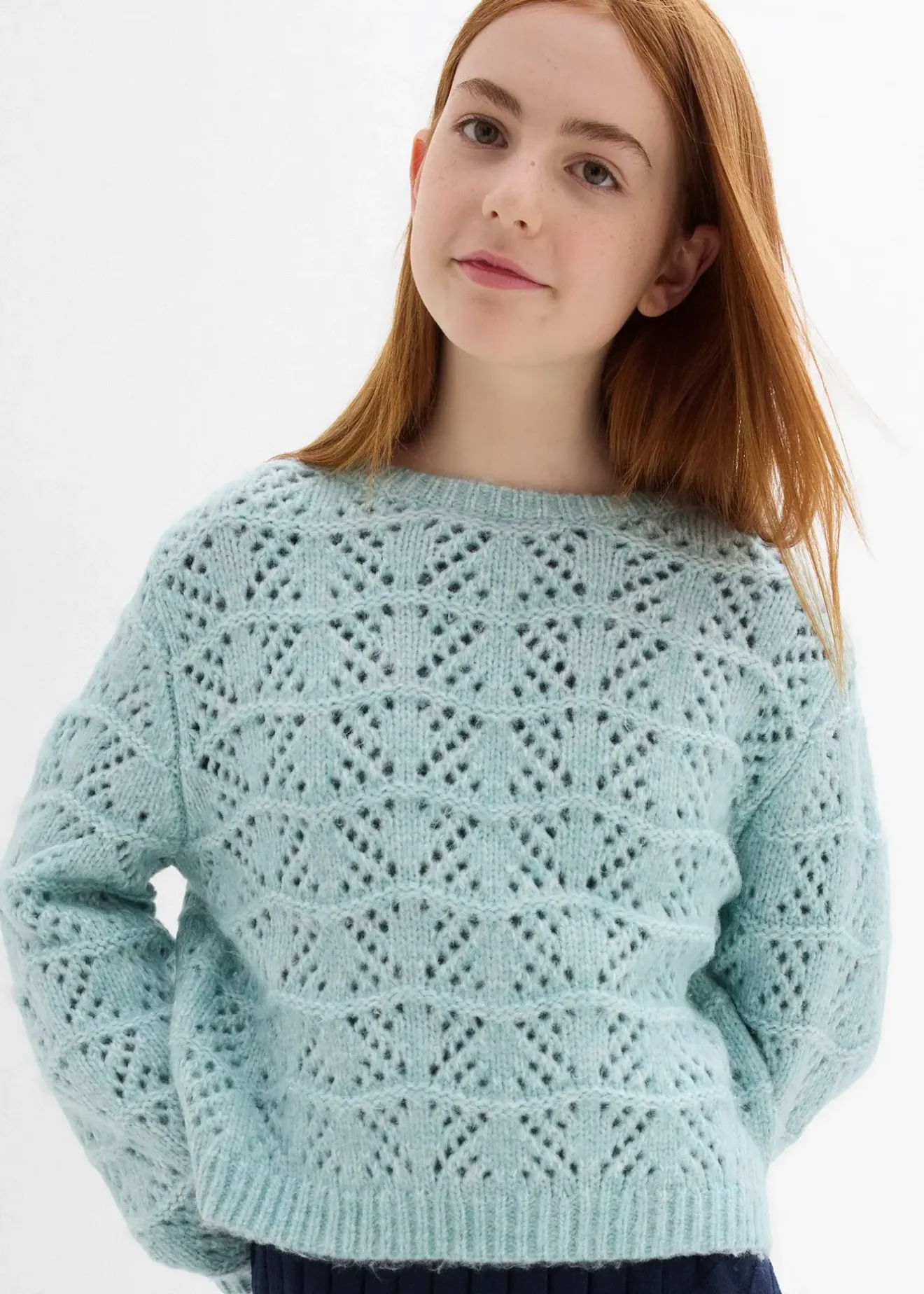 bonprix Pull en grosse maille à broderie ajourée|Enfant Vêtements Enfant|Filles 9-16 Ans·Pulls & Sweats