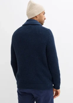 Homme bonprix Pulls & Gilets|Pull en grosse maille à col châle, texture gaufrée