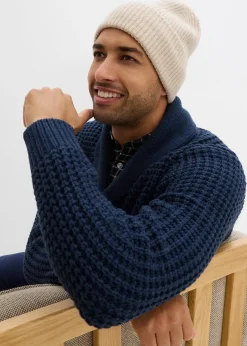 Homme bonprix Pulls & Gilets|Pull en grosse maille à col châle, texture gaufrée