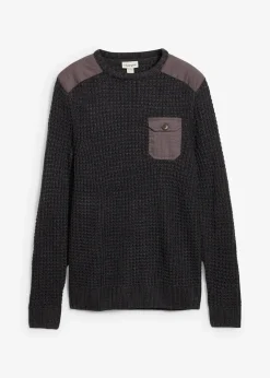 bonprix Pull en grosse maille avec poche à rabat|Homme Pulls & Gilets