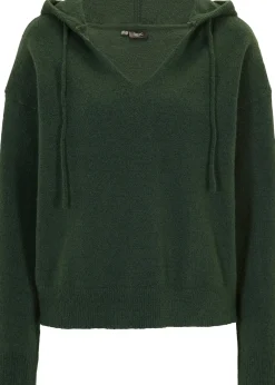 bonprix Pull en maille à col V et capuche|Femme Maille|Pulls & Gilets