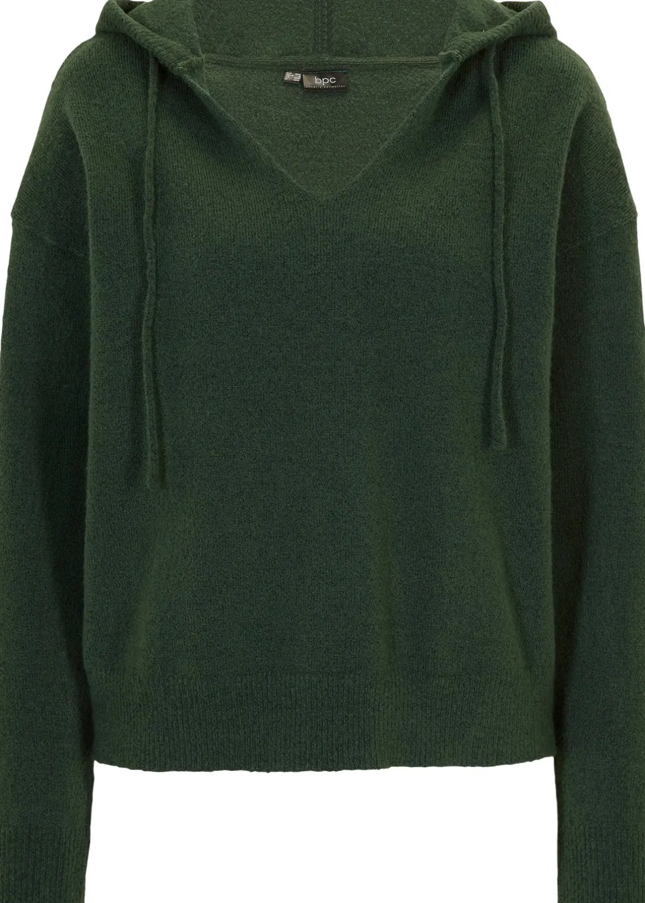 bonprix Pull en maille à col V et capuche|Femme Maille|Pulls & Gilets