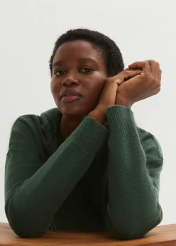 bonprix Pull en maille à col V et capuche|Femme Maille|Pulls & Gilets