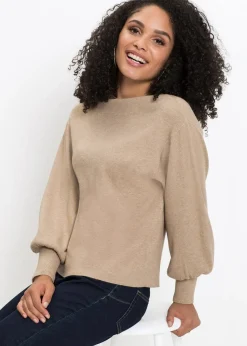 bonprix Pull en maille à manches ballon|Femme Maille|Pulls & Gilets