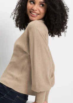 bonprix Pull en maille à manches ballon|Femme Maille|Pulls & Gilets