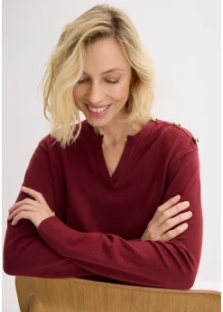 bonprix Pull en maille avec boutons|Femme Maille|Pulls & Gilets