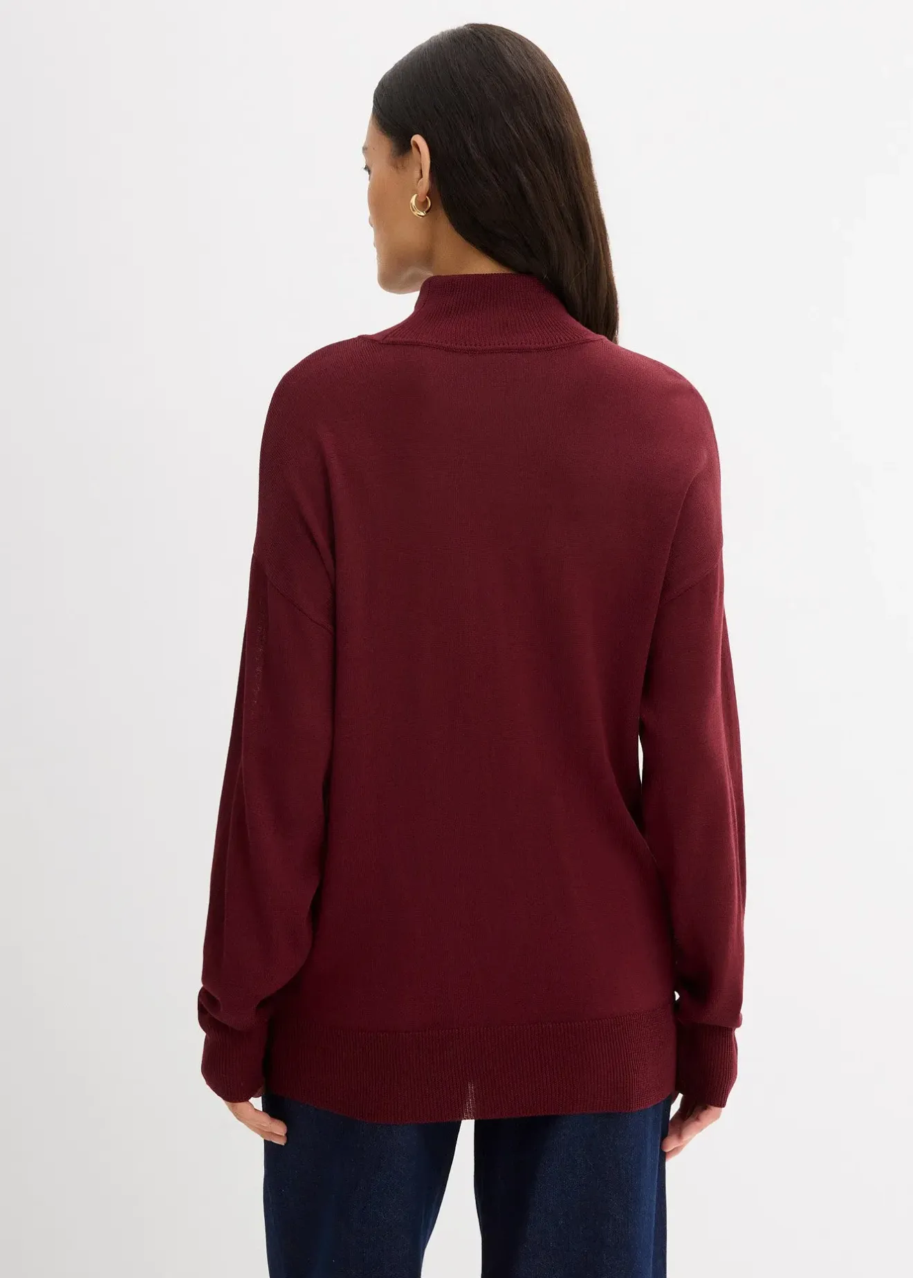 Femme bonprix Maille|Pulls & Gilets|Pull léger en fine maille de viscose majoritaire à large col cheminée