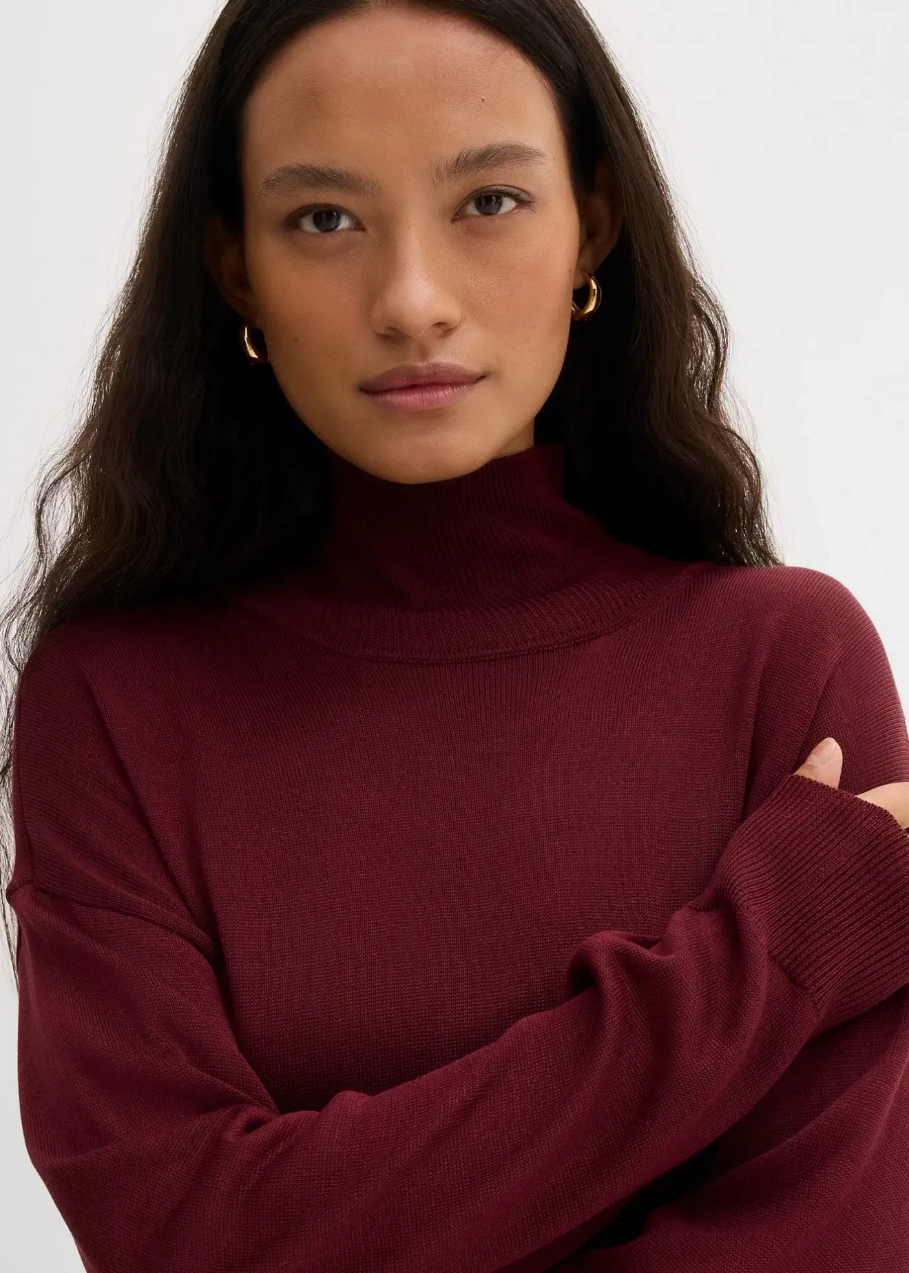 Femme bonprix Maille|Pulls & Gilets|Pull léger en fine maille de viscose majoritaire à large col cheminée