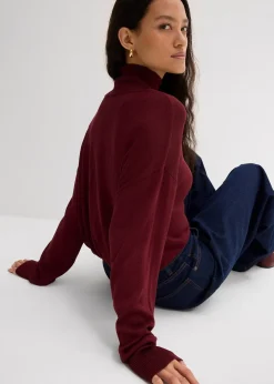 Femme bonprix Maille|Pulls & Gilets|Pull léger en fine maille de viscose majoritaire à large col cheminée