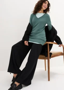 Femme bonprix Maille|Basiques|Pull long basique à col V