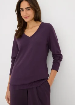bonprix Pull long basique à col V|Femme Maille|Basiques